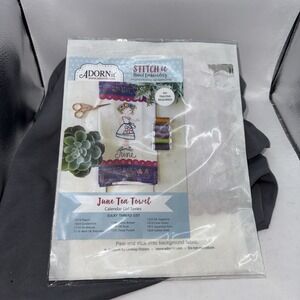 Adornit Stitch it Hand Embroidery Calendar Girl Series Tea Towel JUNE NO THREAD